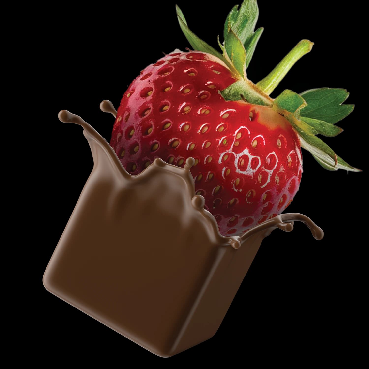 Chocolate strawberry with glossy chocolate splash